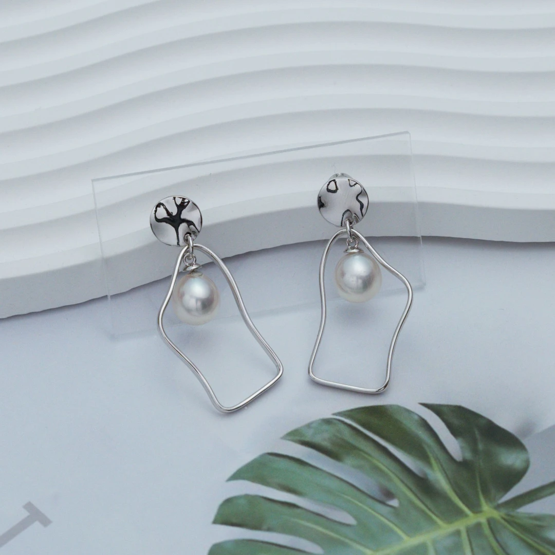 天然海水珍珠澳白 9-10mm 耳饰s925银