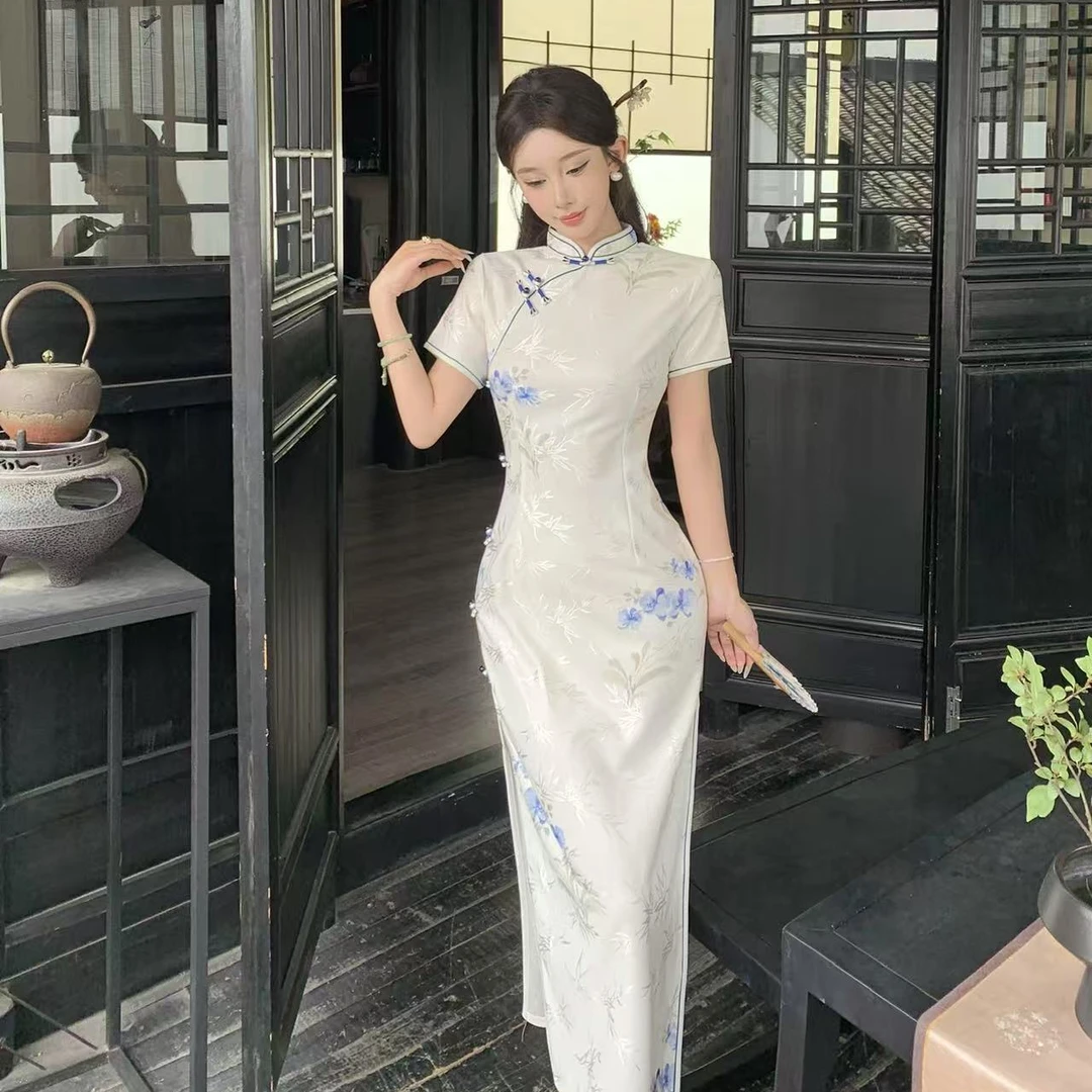 【青未了】2025春夏新款复合蕾丝中国风改良款气质少女旗袍 衣长125