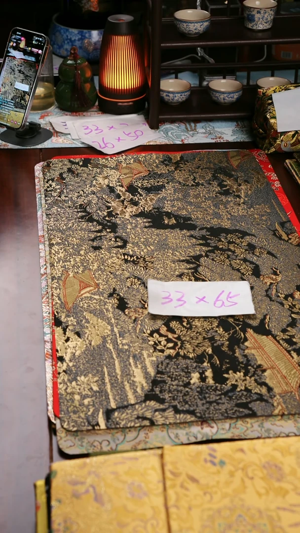 【西阵织鞥鹳雀楼黑金单面】中国风干泡织锦茶席33*65