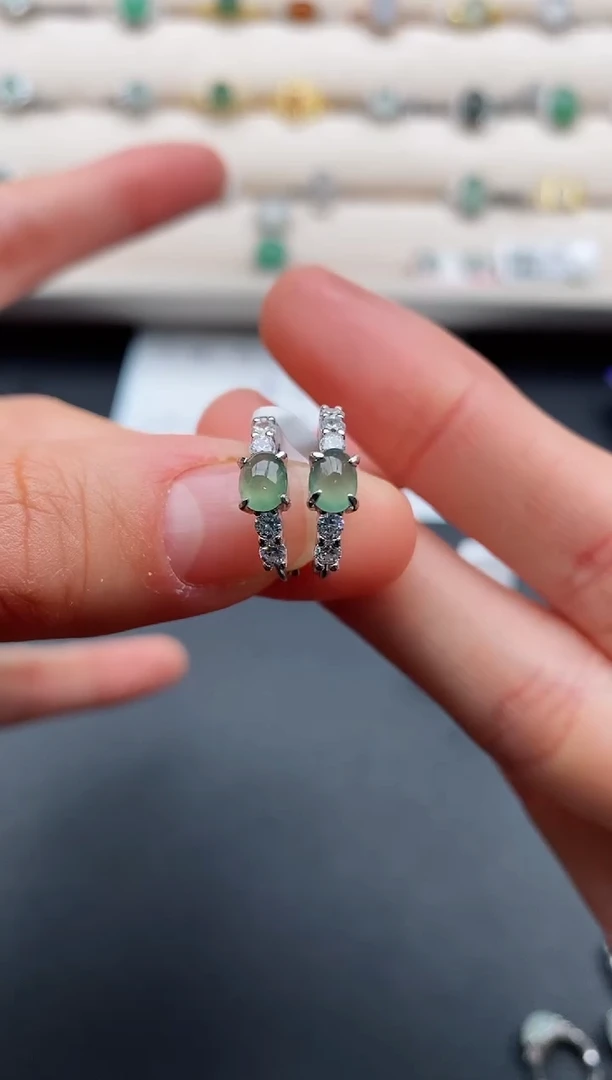 银S925镶嵌戒指翡翠4444444+8