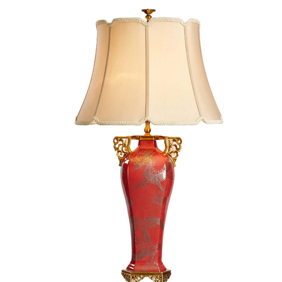 【本尼家】DG58龙图腾红盖坛台灯47*47*87.5cm