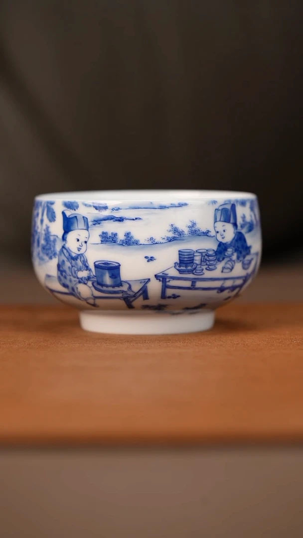 九段妙手婴戏图圆融杯