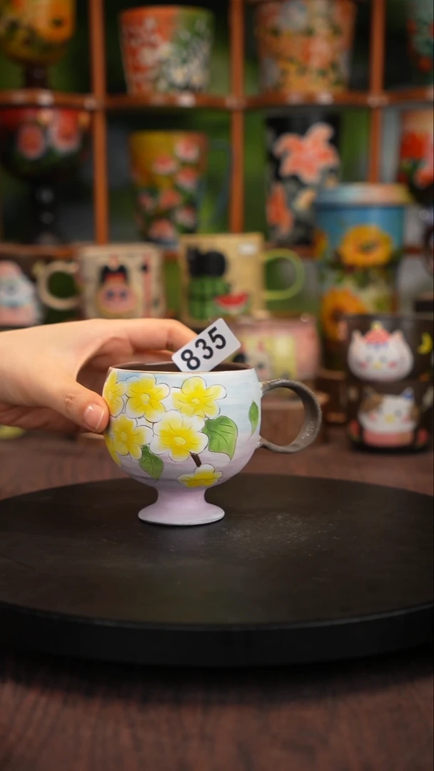 釉下手绘陶瓷紫砂杯