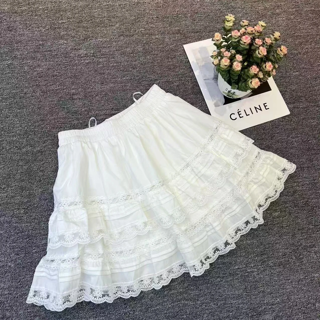 SYL2025新款蕾丝INS风高腰蛋糕裙3136