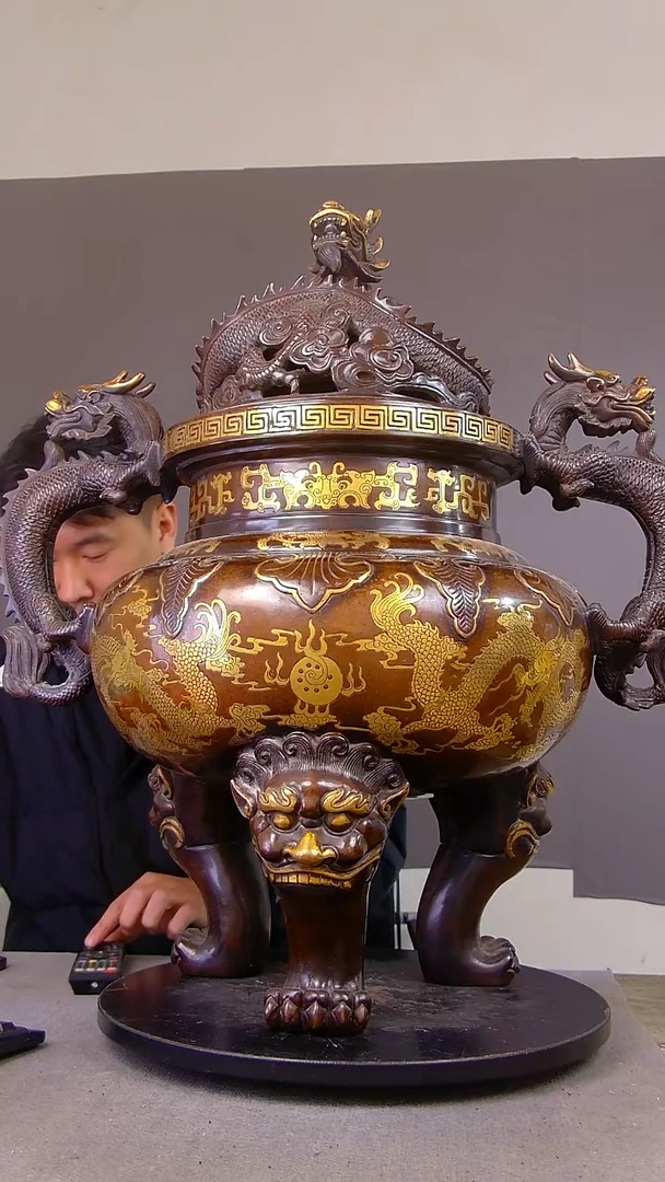 鼎**助山水铜缘紫铜香炉结缘1111