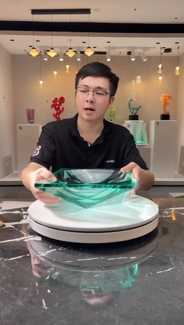 摆件巴比特美学 冰绿色方形冰湖