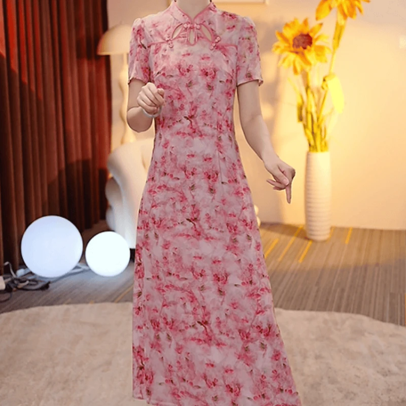 006【连衣裙】2025夏季新款高端精致时尚优雅印花复古中式连衣裙