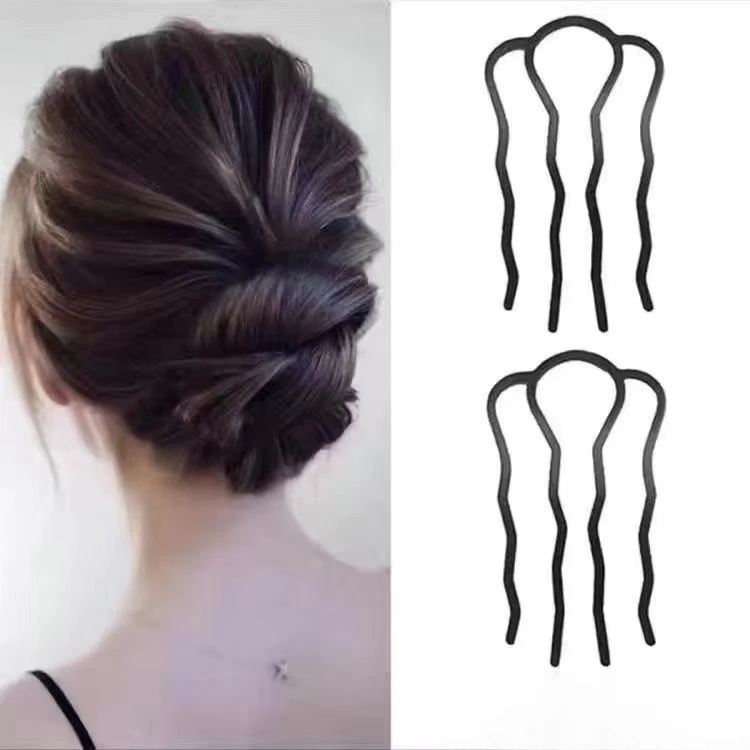 春季丸子头懒人盘发发插铁质编发簪盘发插简约花苞盘发工具丸子头