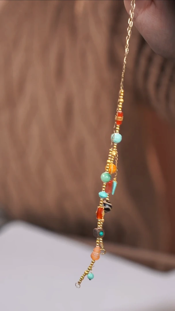 18K金镶嵌绿松石项链@