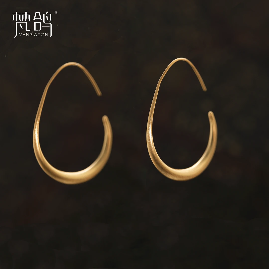 VANPIGEON/梵鸽 黄铜耳饰 水滴素圈大耳环金属风轻奢时尚独特耳环