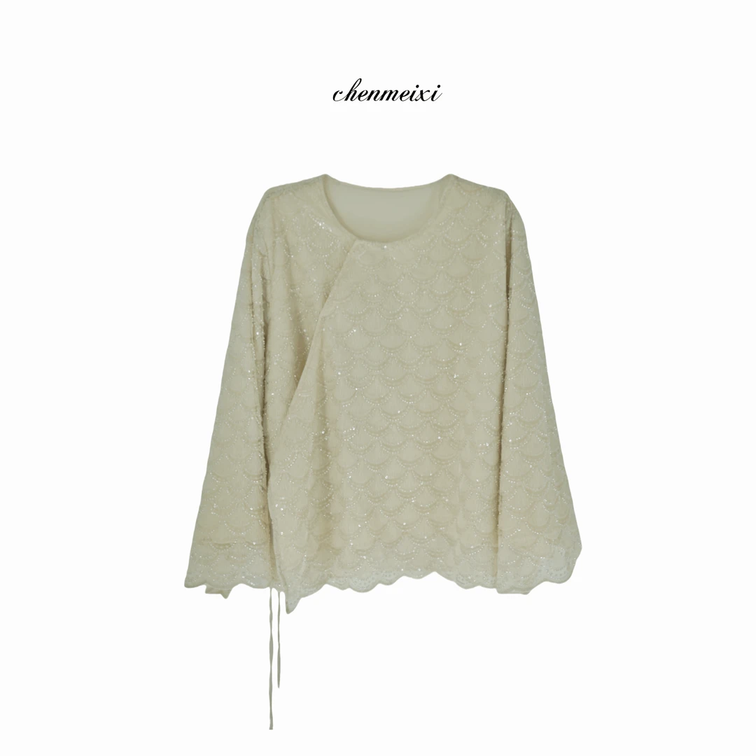 陈美羲【璀璨之星】斜襟满面钉珠外套