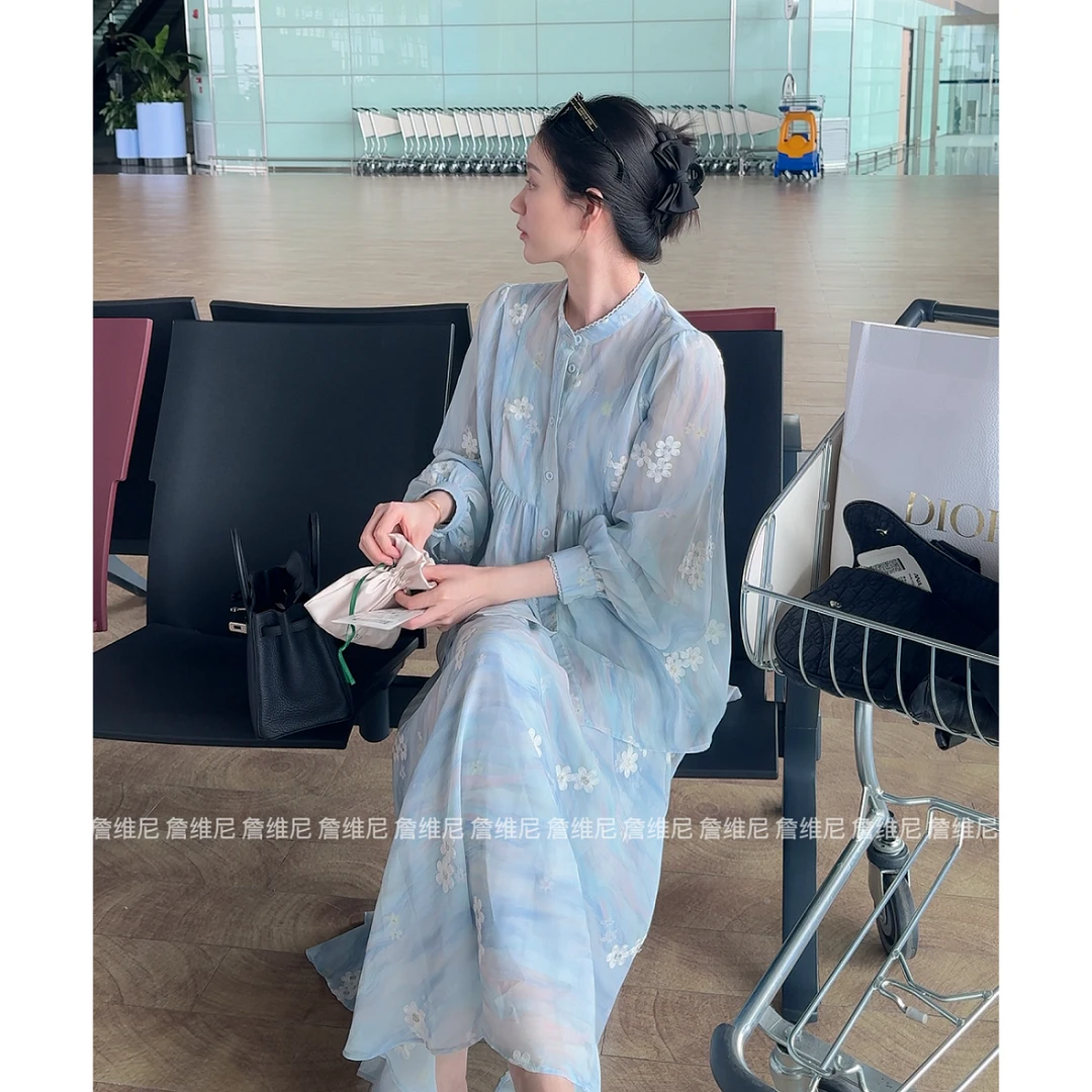 Zwinnie/詹维尼【蓝精灵 绣花套装】仙气少女气质裙子套装GYS202421