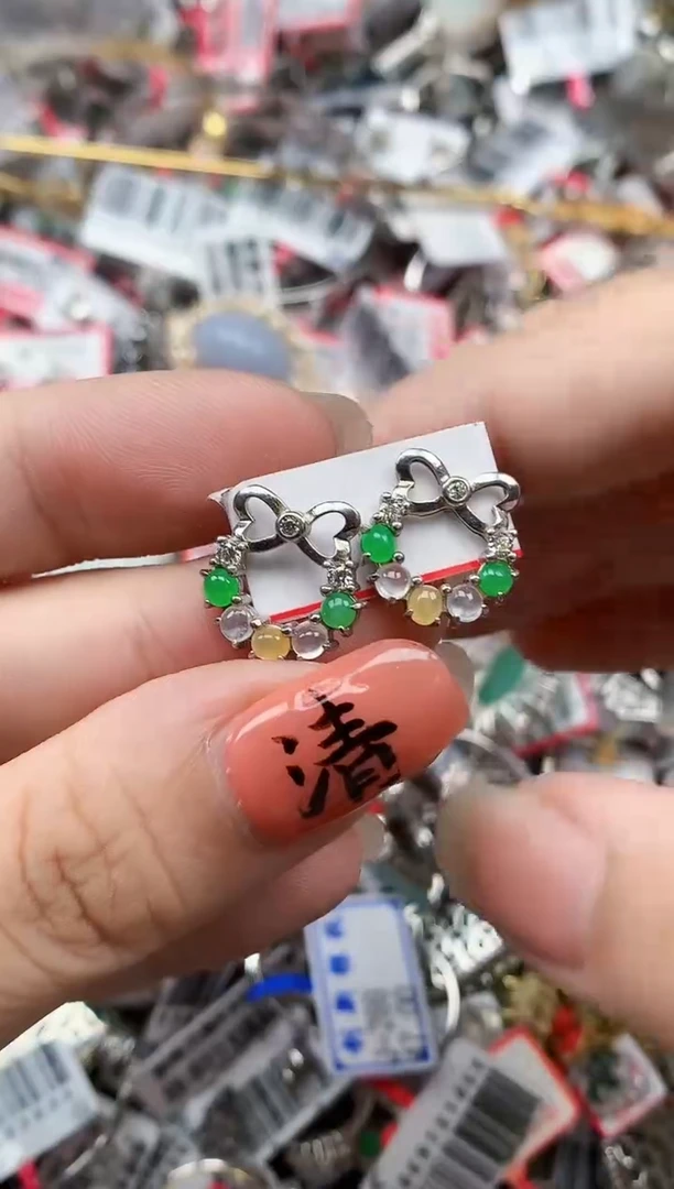 银S925镶嵌戒指翡翠天然A货缅甸翡翠