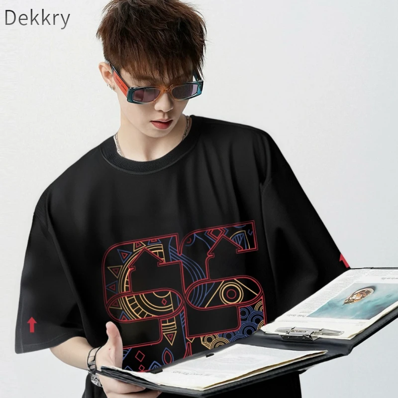 Dekkry夏季短袖情侣印花日常T恤潮流百搭情侣装圆领上衣ins半袖