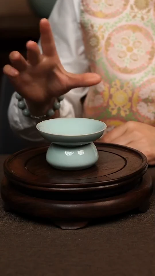 瓷片天青色斗笠茶漏 微瑕不带礼盒