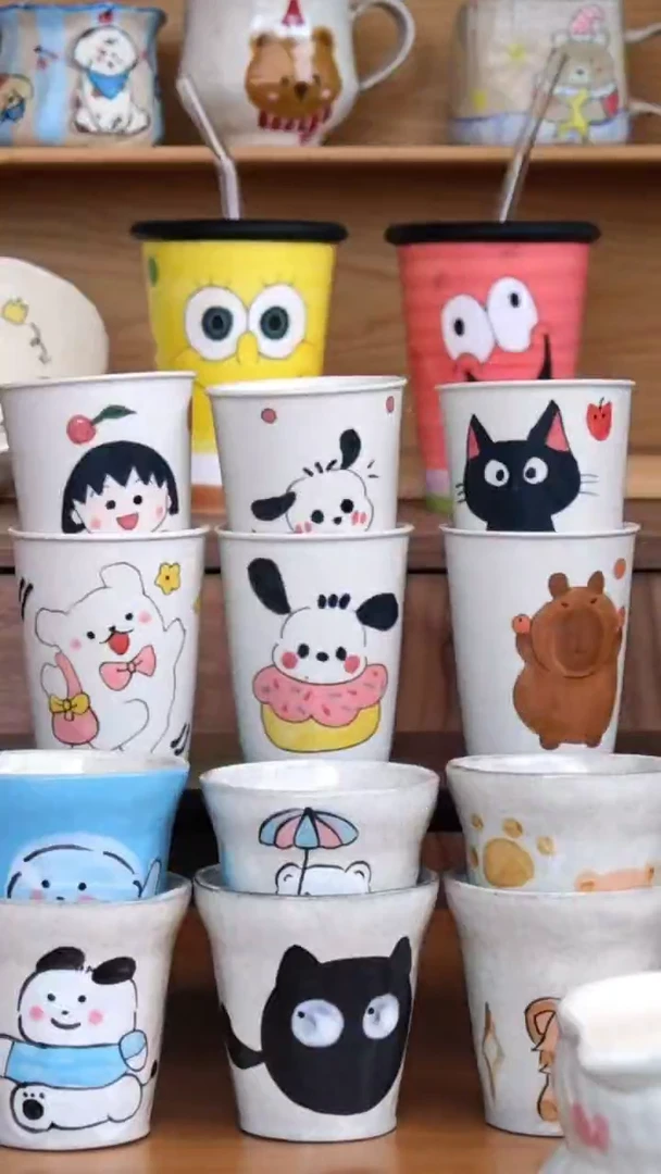 摆件陶瓷原创瓷杯随机发