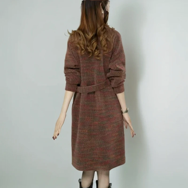 轻奢气场强大女高货欧版加厚保暖假两件宽松遮肉连衣裙打底裙