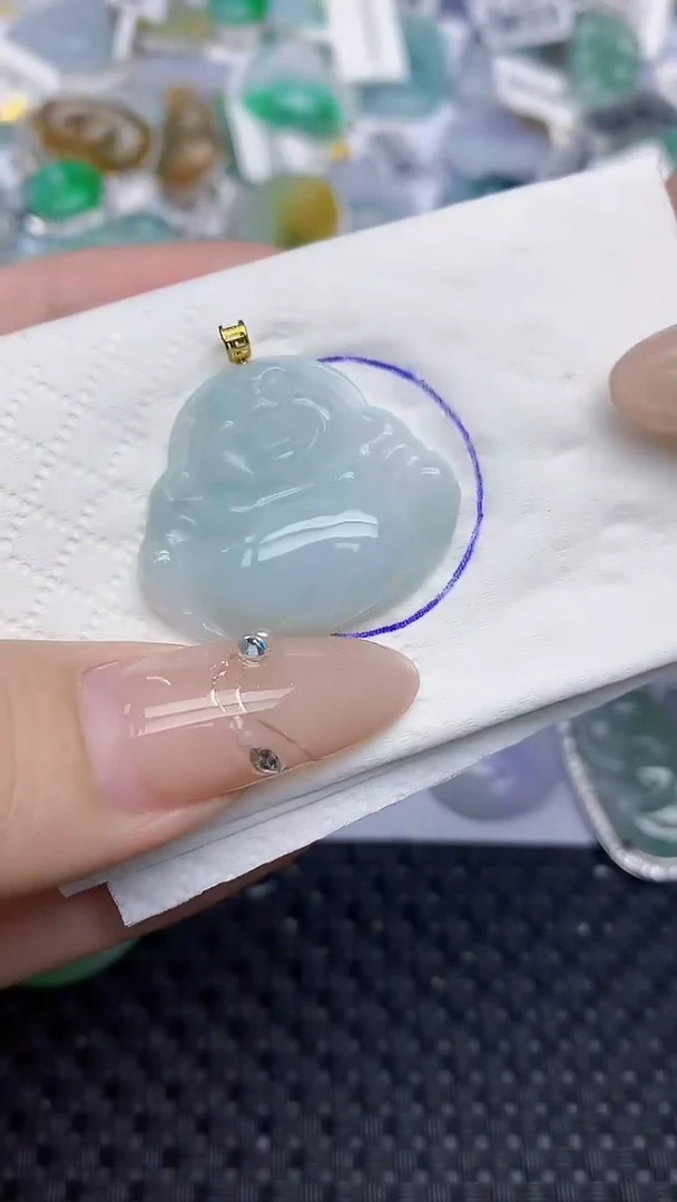 颈饰18K金镶嵌翡翠188   天然翡翠A货  百元以上9米证书费自理