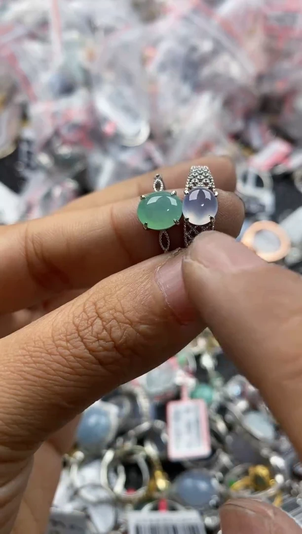 银S925镶嵌戒指翡翠14              9