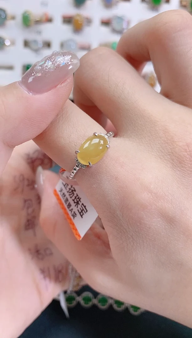 银S925镶嵌戒指翡翠天然翡翠