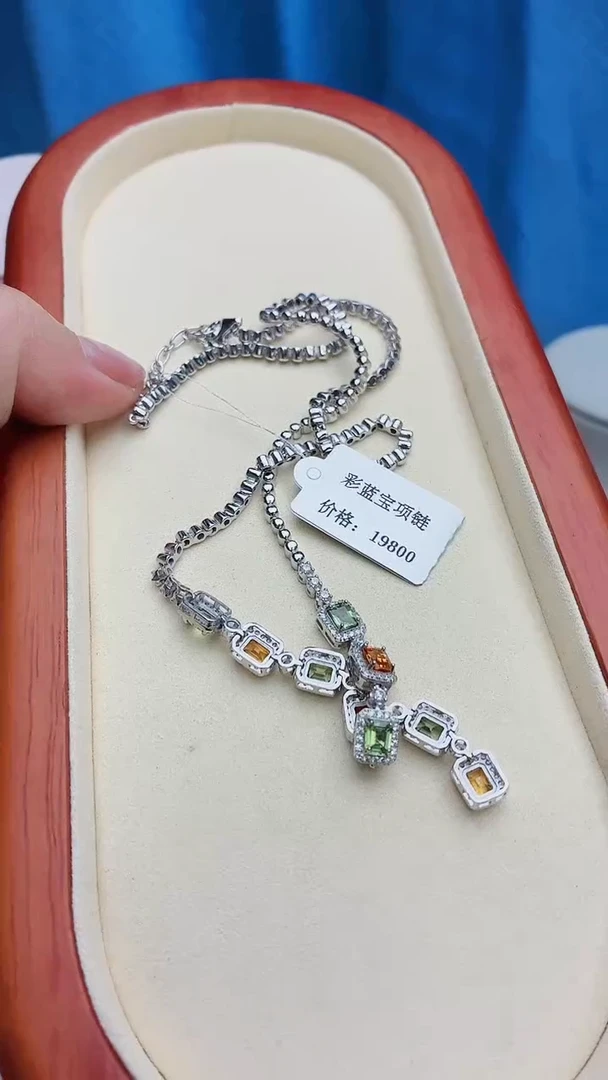 项链彩色蓝宝石银S925镶嵌477ZB1113产品一个（多样性）