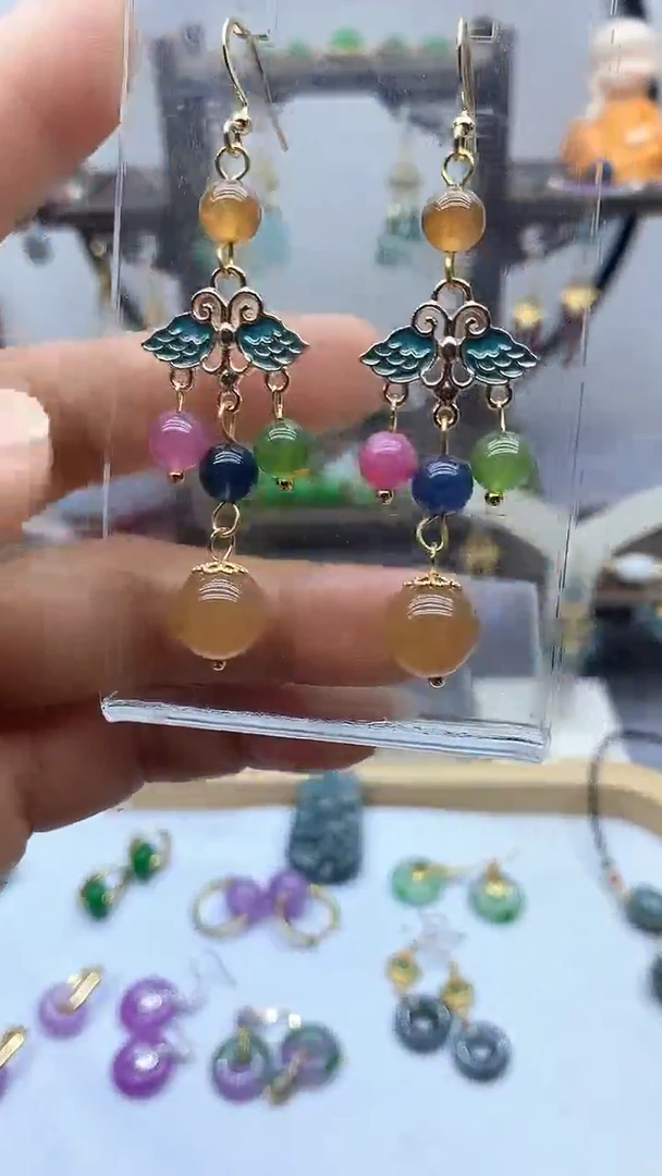 碧玺耳饰银S925镶嵌碧玺129