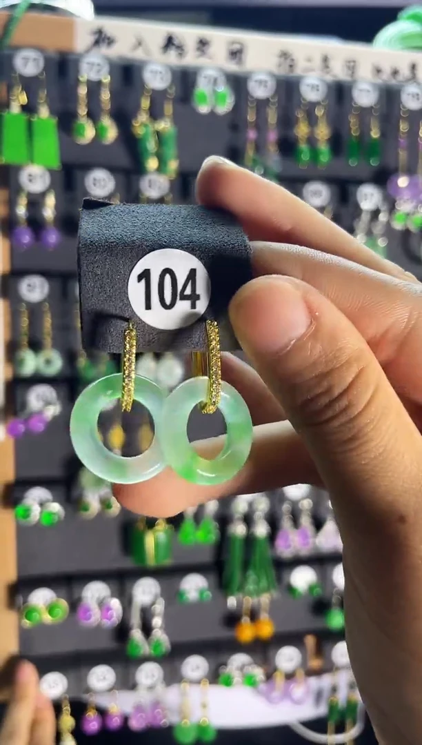 翡翠银S925镶嵌耳饰104....