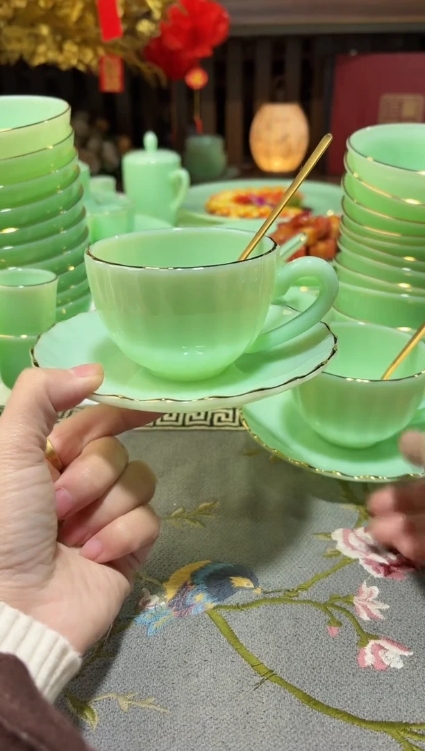 玉瓷咖啡杯三件套1套