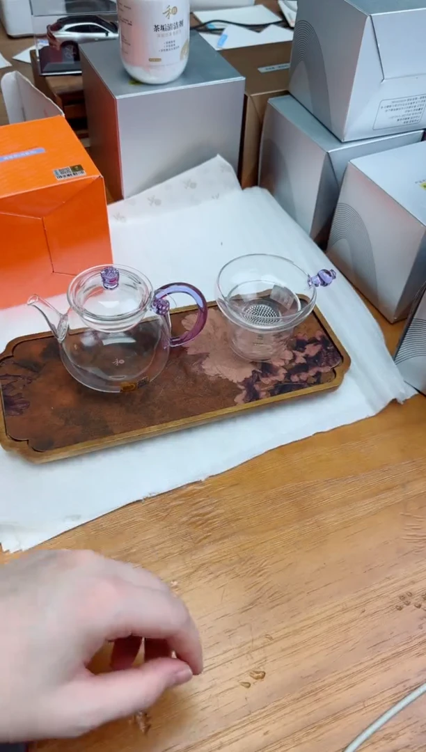禾器粉金标清莲壶+禾器奉珠茶漏紫