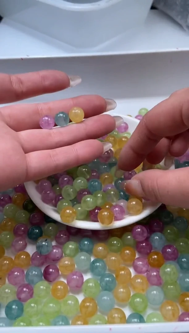 颈饰未镶嵌水晶W2509 彩虹碧玺10MM*15颗