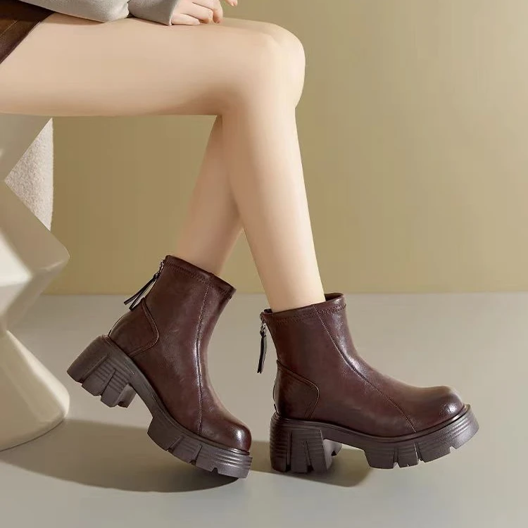 时尚厚底加绒瘦瘦靴9268