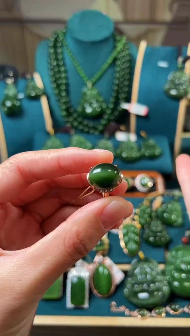 【闪购商品】和田玉（碧玉）戒指银S925镶嵌碧玉