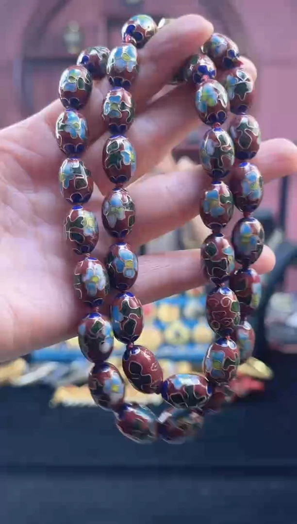 非遗 景泰蓝  枣珠 项链 红色 工美带证书