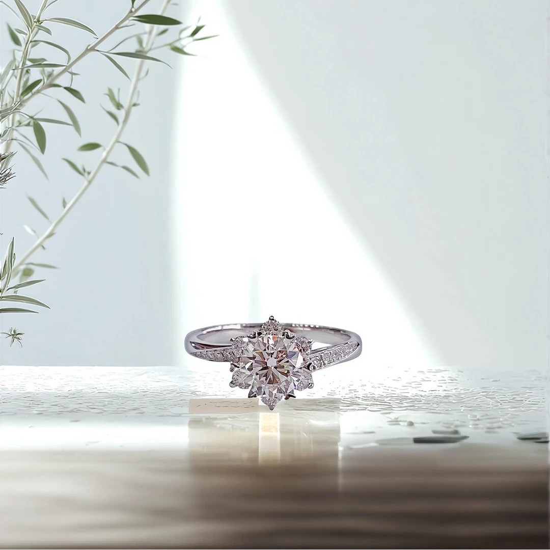 实验室培育钻石18K金雪花扭臂1克拉戒指 YM LGJZ298