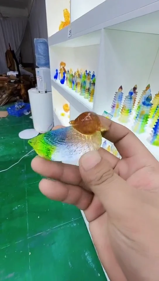 泥塑古法琉璃鸳鸯一只摆件