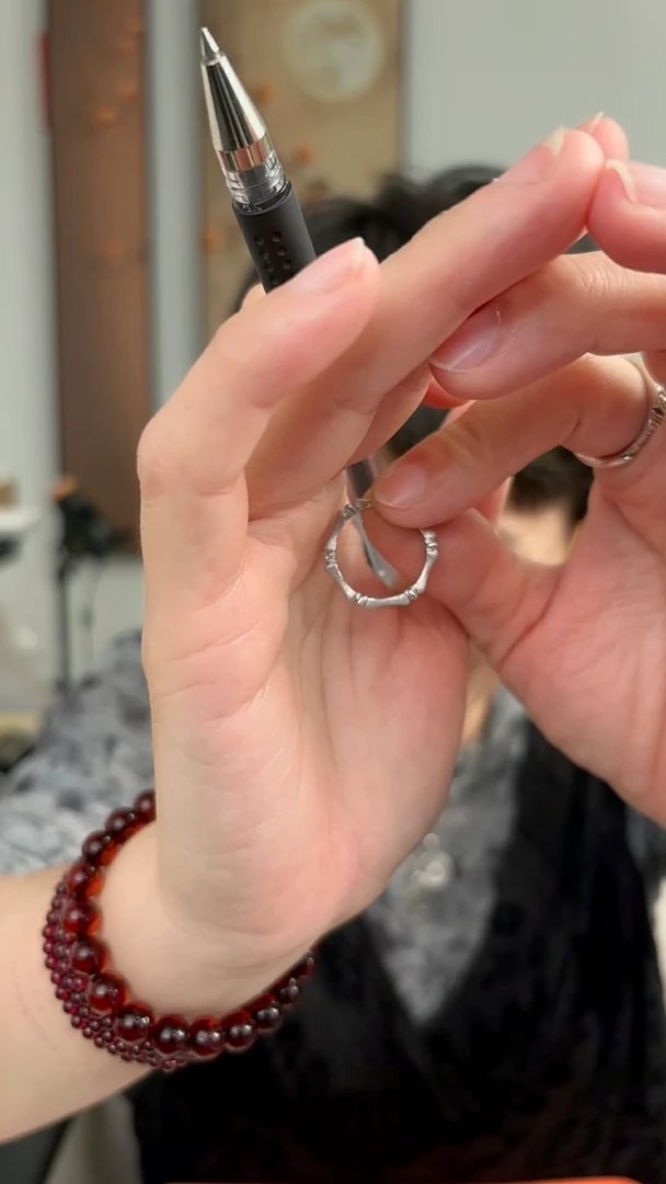 无925银纯银戒指竹节拉丝31