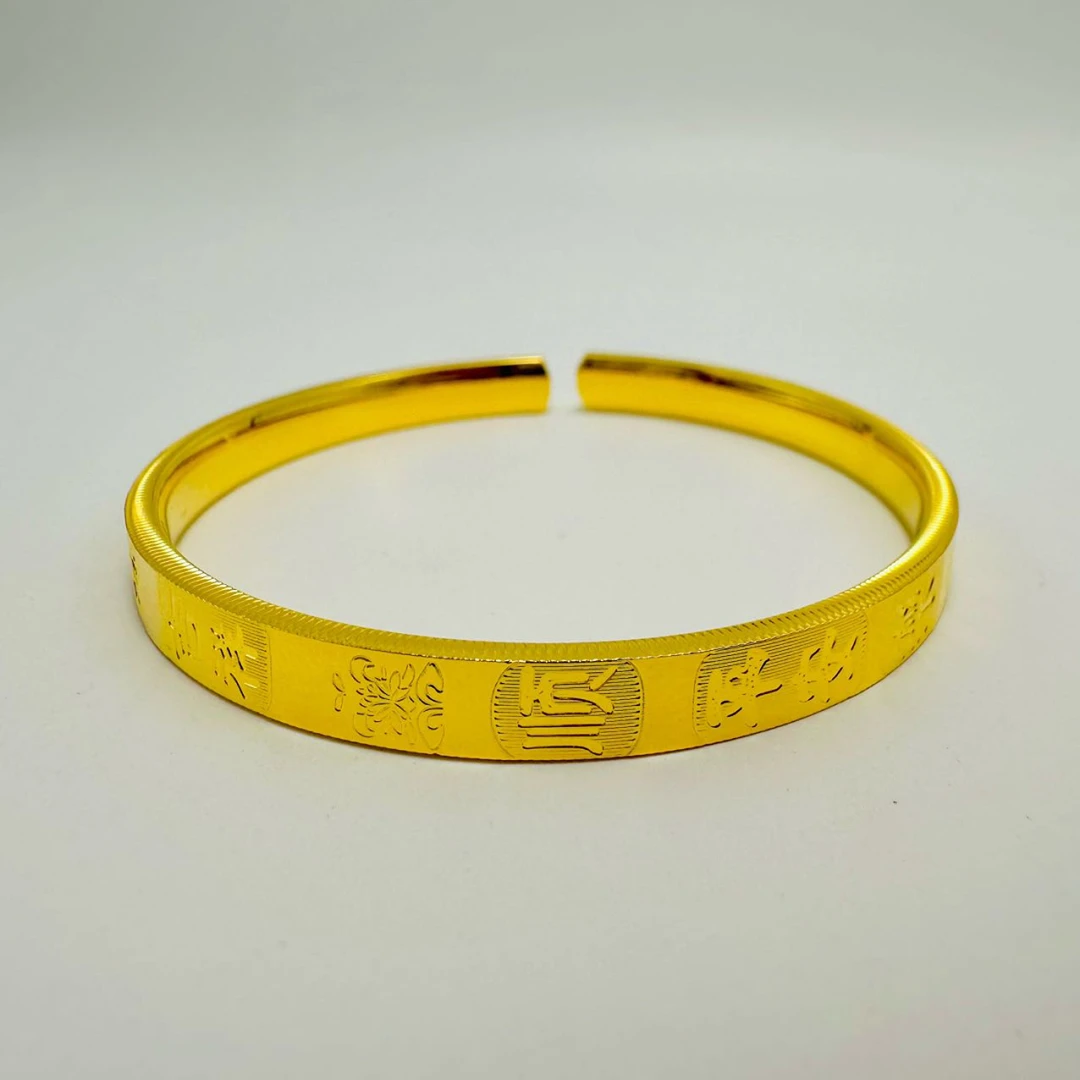 足银手镯 吉言纳福手镯 精致实心手工