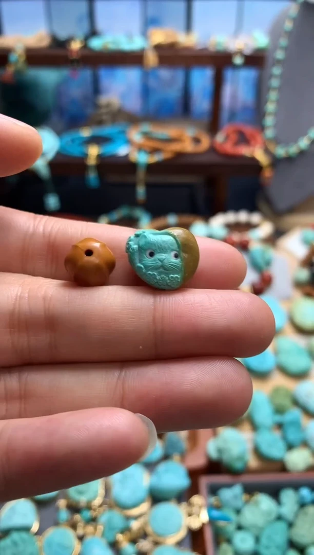 未镶嵌绿松石挂件精工猫咪