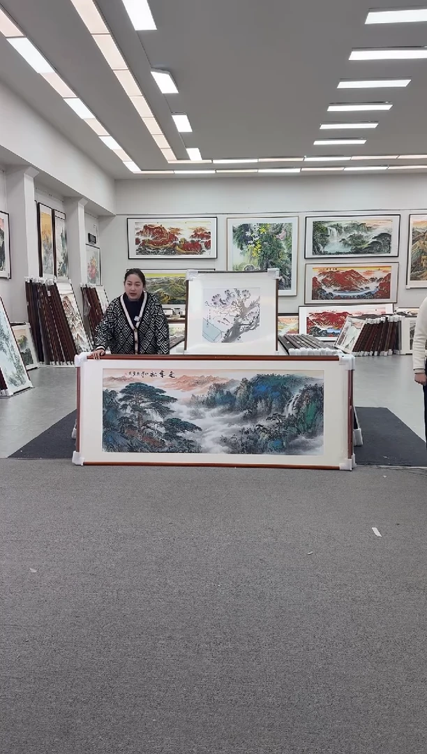 国画手绘  迎客松   219*88