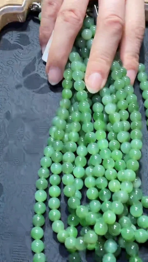 项链未镶嵌和田玉（碧玉）3【】多样性发一珠径8