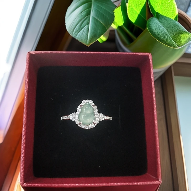 翡翠葫芦可调节戒指