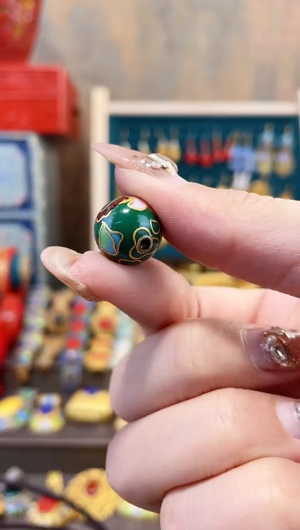 【闪购商品】非遗景泰蓝1.4单珠绿色