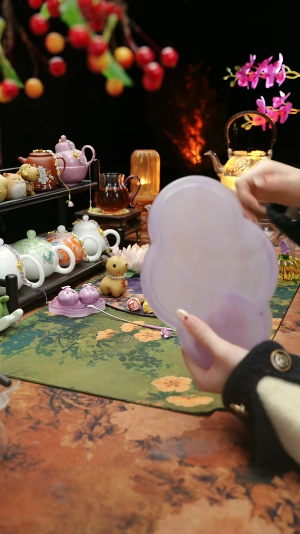 【闪购商品】紫色水晶琉璃壶承干泡垫