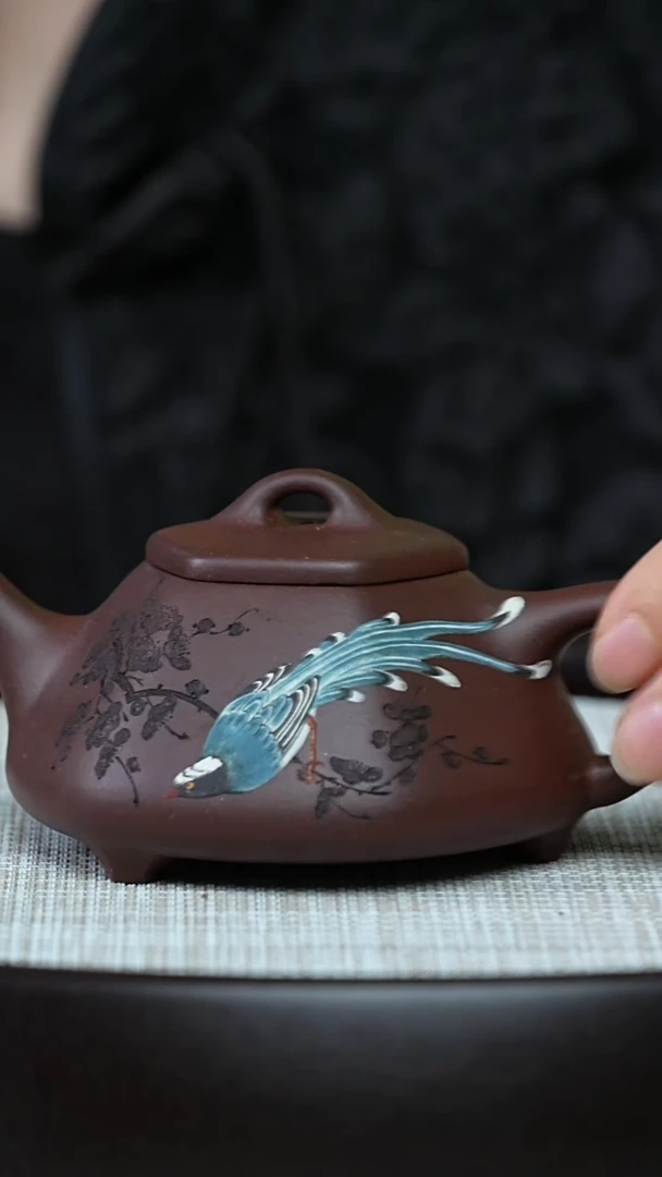 茶壶紫砂0704午直播张继彪六方子冶石瓢墨梅