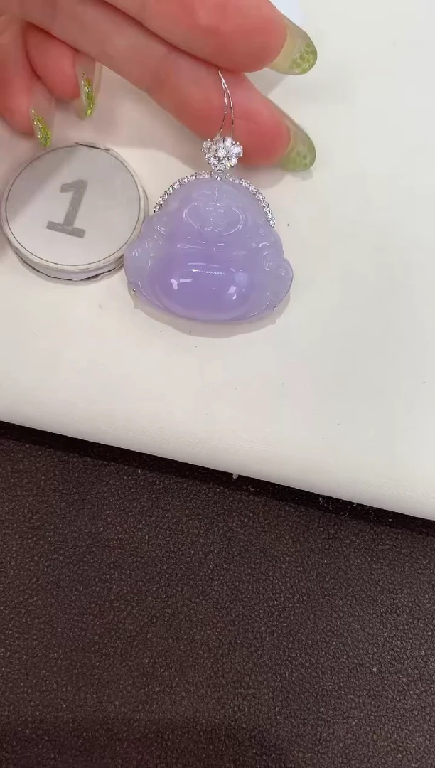 颈饰18K金镶嵌翡翠天然缅甸a货翡翠