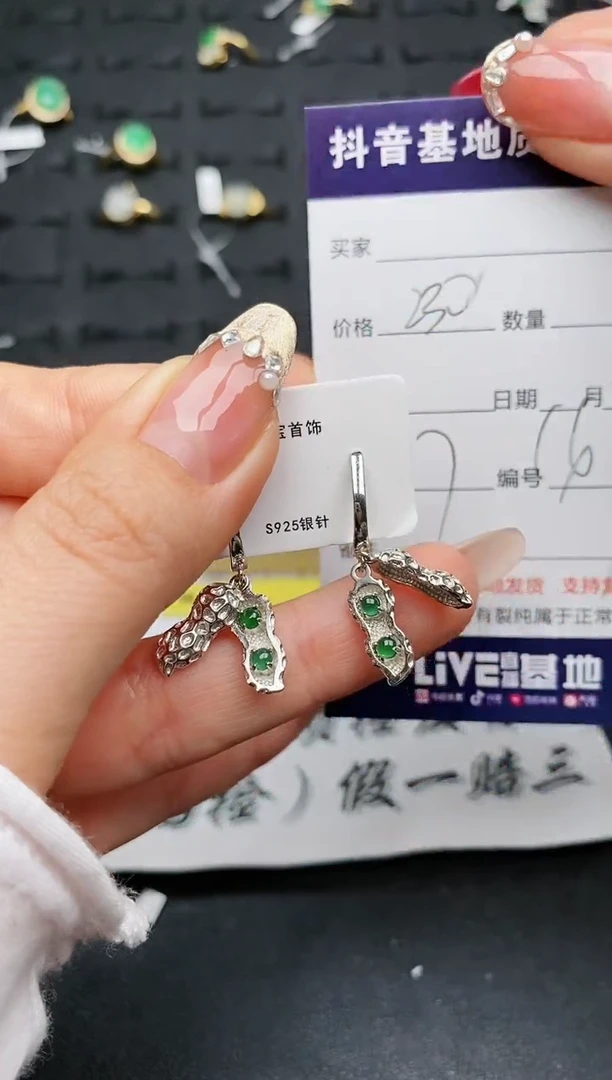 【闪购商品】翡翠耳饰银S925镶嵌..........