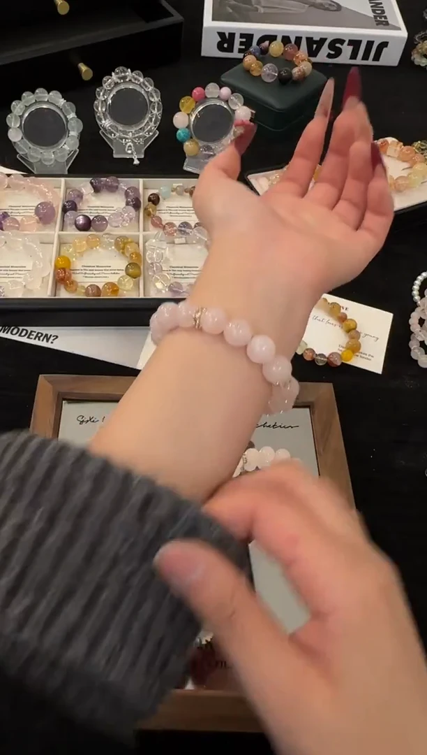 合金手链水晶粉水晶x3662