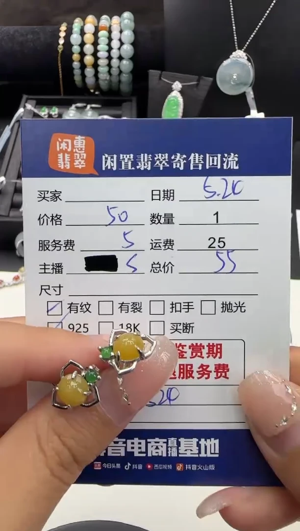 翡翠银S925镶嵌耳饰翡翠耳饰