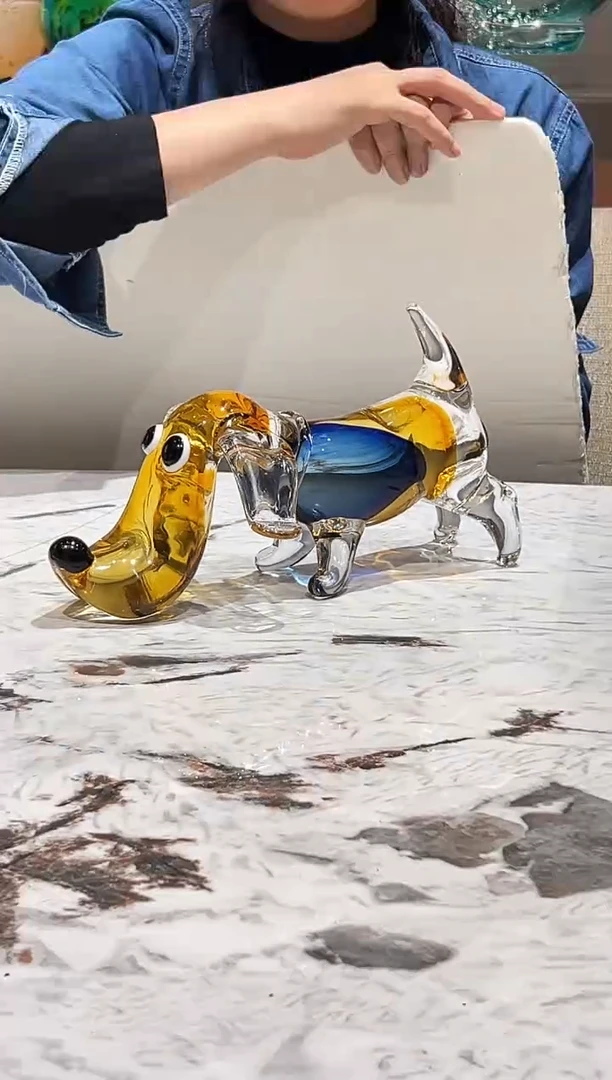 可爱狗狗琉璃摆件