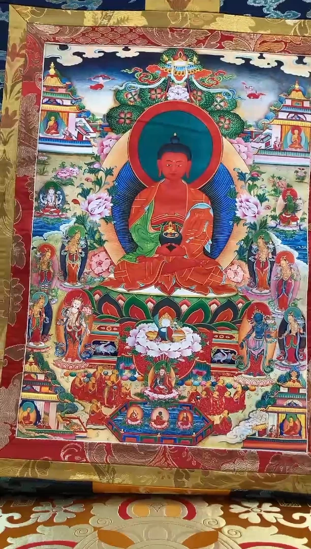 【闪购商品】卷轴画矿物质喷绘  阿弥1.3m蓝色水波纹